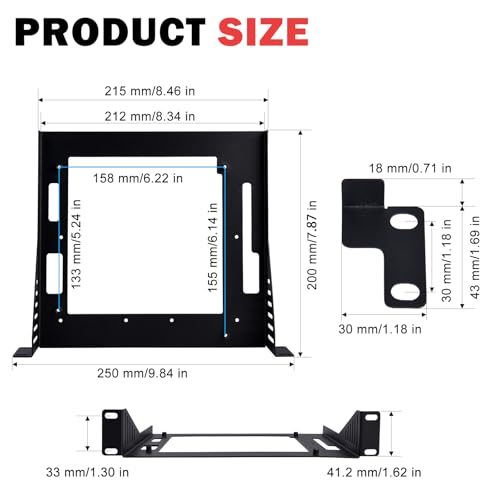 GeeekPi Mini ITX Shelf 1U Rack, 7.87" Depth, Support Mini-ITX Motherboard/Super6C, for 10 Inch Server Rack & RackMate T1/T0 Rackmount