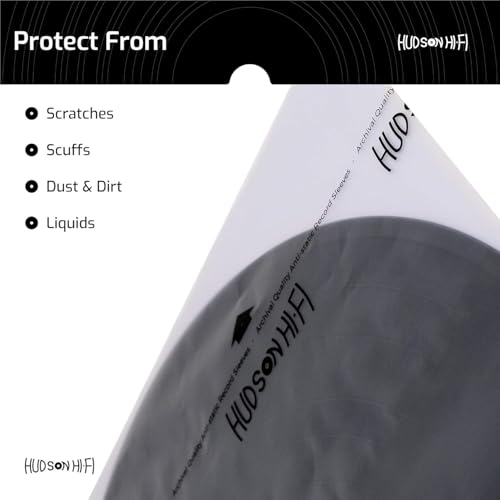 Hudson Hi-Fi Anti-Static Vinyl Record Sleeves - Durable Clear Disc Sleeves- Protect Your LP Albums from Scratches, Dust & Dirt - Acid-Free Rice Paper Disc Covers, 50x Inner Sleeves - size: 50 Inner Sleeves