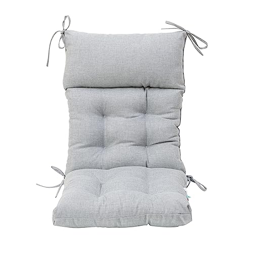 QILLOWAY Outdoor Rocking Chair Cushions Set of 2, 100% Polyester Waterproof Patio Rocking Chair Cushion, High Back Weatherproof Chair Pad for Adirondack & Outdoor Furniture, Gray,White - color: Silver/White