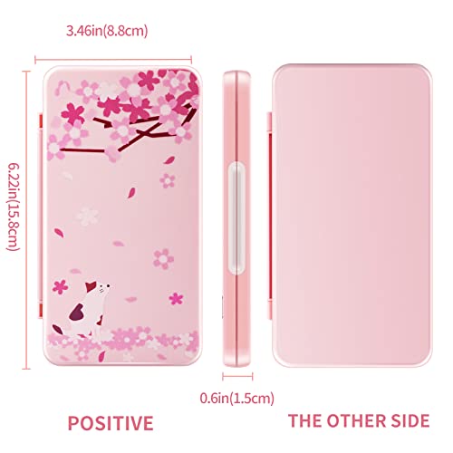 OLDZHU Cute Switch Case Holder Compatible with Nintendo Switch&Switch OLED, Pink Storage for 24 Game Cartridges and 24 Micro SD Cards - color: Cherry blossoms
