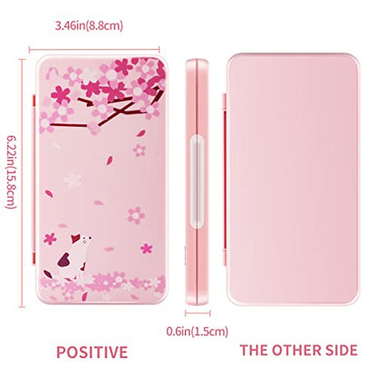 OLDZHU Cute Switch Case Holder Compatible with Nintendo Switch&Switch OLED, Pink Storage for 24 Game Cartridges and 24 Micro SD Cards - color: Cherry blossoms