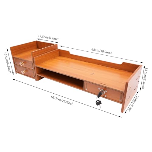 Computer Monitor Stand, Computer Rack with Drawers, Two top Platforms Desk Organizer Monitor Stand with Extra Large Storage Desktop Computer Stand for PC, Laptop, Printer, Screen, TV (01) - size: 01