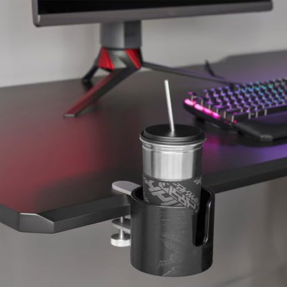 Desk Cup Holder 1Pack (Black), Table Edge Clamp Cup Holder for Home Office Desk, Gaming Desk Accessories, Computer Desk Accessories, Anti-Spill Cup Holder