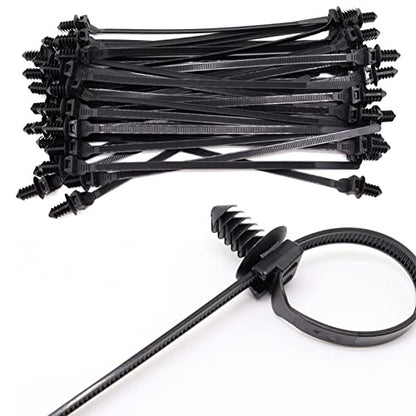 Nylon Push Mount Cable Zip Tie, 8.3" Heavy Duty Nylon Push Mount Self Locking Assortment for Indoor Wire Tying- Black 8.3x0.2inch 40 Pack - size: 8.3x0.2inch (40Pcs)