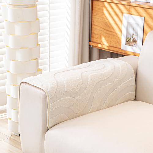 Couch Arm Covers,Velvet Fleece Vintage Couch Covers for Sofa, Anti-Slip Armchair Sofa Slipcovers Furniture, Armrest Pads, Pet Friendly Couch Protector for Dogs Washable (1PC, White, 28"X28") - color: White, size: 28"x 28"