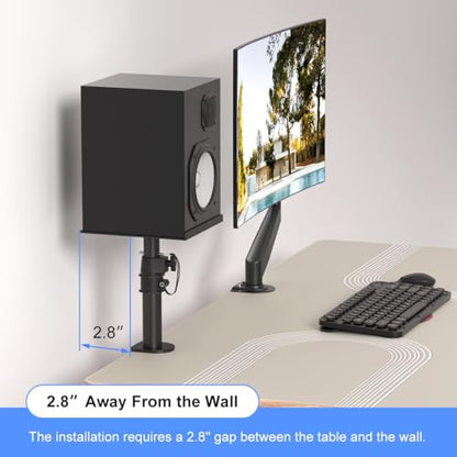 suptek Clamp-on Speaker Stand Desk Mount Set, Height Adjustment, Tilt, Swivel, 9.6 x 8.8 inch Trays, Universal Audio Holders for Computer and Bookshelf Speakers, Elevated Sound, 2 Pack, Black, SDM001B - color: Black