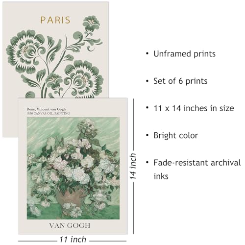 Crocothemis Abstract Matisse Wall Art Exhibition Posters, Vintage Art Boho Art Prints, Retro Room Decor for Aesthetic Bedroom, green wall art, Unframed, 11 x 14 Inch(Green)-B01L - color: A Sage green, size: 11x14 in Unframed