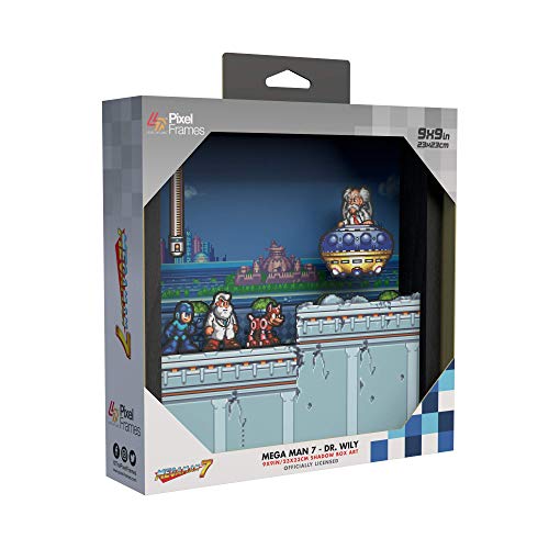 Pixel Frames: Megaman 7 - Dr. Wily - 3D Shadow Box - Framed Decor for Wall, Home, Shelf Display, Game Poster Art Collectibles, Boys Girls Teen Gaming Room Decoration