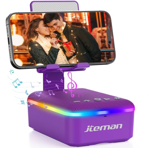 JTEMAN Gifts for Men Women,Cell Phone Stand with Bluetooth Speaker,LED Light,and Lanyard,Cool Tech Gadgets,Unique Birthday Gifts for Men Husband Mom Dad-Purple - color: Purple