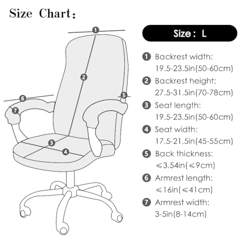 FORCHEER Large Office Chair Cover with Armrest Covers Black Water Repellent Jacquard Computer Chair Covers with Arms Washable Removable - color: Black, size: Large+Chair-Arm Cover