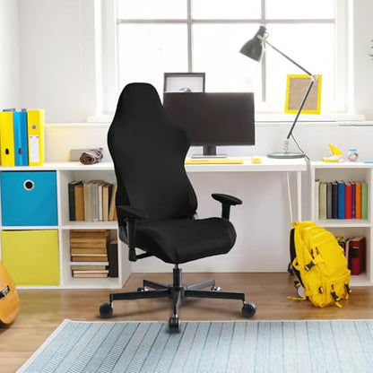 Stretch Gaming Chair Cover, Soft and Comfortable, Dust Protection, Modern Design, for Office Computer Racing Seat(Black) - color: Black