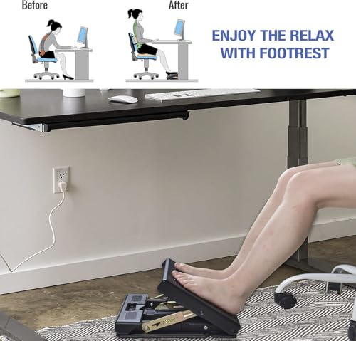 Foot Rest for Under Desk at Work 4-Level Height Adjustable, Ergonomic Foldable Footrest for Office, Gaming,Computer, Soft & Removable Pad Desk Foot Stool Suitable for All Seasons (Gray) - color: Gray