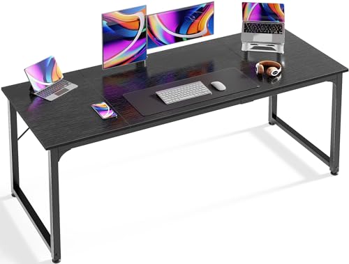 Huuger Modern Simple Office Desk, 63 Inch, Gaming & Writing Desk with Storage, Large Legroom, Metal Frame, Black - color: Black, size: 63inch