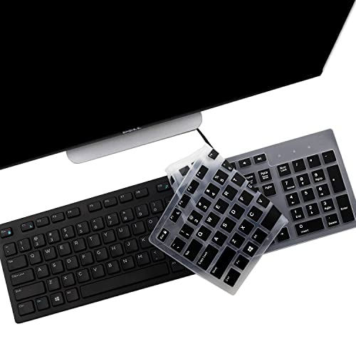 i-Tensodo 2PCS Keyboard Cover for Dell KB216 KB216p KB216d KM636 Keyboard/Dell Optiplex 5250 3050 3240 5460 7450 7050 /Dell Inspiron AIO 3475 3670 3477 7700 Desktop Keyboard - color: Black+Clear
