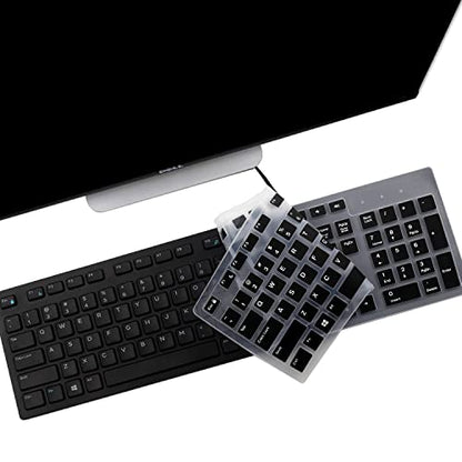 i-Tensodo 2PCS Keyboard Cover for Dell KB216 KB216p KB216d KM636 Keyboard/Dell Optiplex 5250 3050 3240 5460 7450 7050 /Dell Inspiron AIO 3475 3670 3477 7700 Desktop Keyboard - color: Black+Clear