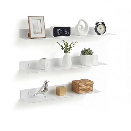 Z metnal White Floating Shelves, Wall Shelf, Metal Square Shelf for Display Collection, Aluminum, Wall Mounted, White, 24 inch, Set of 2 - color: White, size: 24 inch (2 Pack)