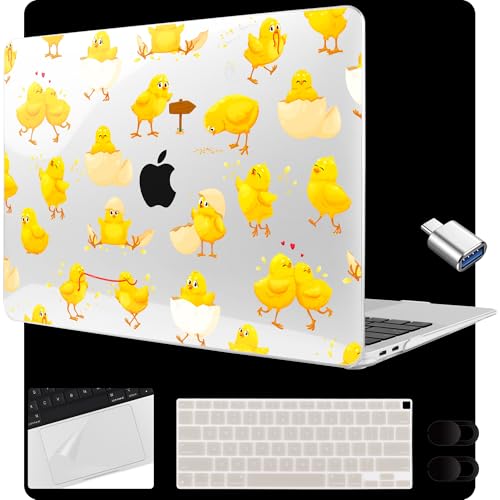 MEEgoodo for MacBook Air 13.3 inch Case 2021 2020 2019 2018 A2337 M1 A2179 A1932, Laptop Shell for MacBook Air M1 with Keyboard Webcam Cover & Trackpad Film & Type C Adapter, Cute Little Chick - color: Cute Little Chick