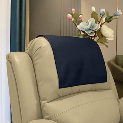 Premium Headrest Cover for Recliner Chair, Flame Retardant Faux Leather Recliner Headrest Protector, Wear Resistant Recliner Headrest Cover for Office Chair Theater Seat, 16W*27L, Navy Blue - color: Navy Blue