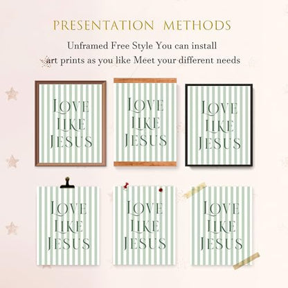 LARTSFRO Coquette Green Bow Jesus Wall Art Decor Posters, Olive Green Bow Christian Room Bedroom Bathroom Dorm Wall Art Decor Aesthetic for College Teen Girls Gifts, Inspirational Bible Verses Bow Wall Decor, 10x8 Inch Set of 4 Bow Pictures(UNFRAMED) - co