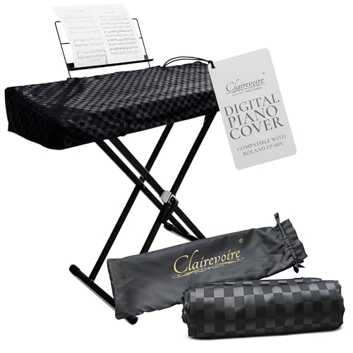Clairevoire Digital Piano Cover, Piano Keyboard Covers -Protective for Roland Piano Covers FP Series, Durable and Waterproof Piano Keyboard Dust Cover, Piano Keyboard Case -Roland FP-60X Ebony Black - color: Ebony Black, size: FP-60X