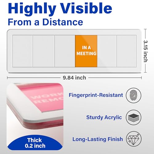 Office Door Signs with 6 Printed Status Options – Do Not Disturb, Out of Office, In a Meeting, Please Knock, Work from Home, Back Soon – Includes Custom Personalized Blank Sticker for Privacy Workspace or Studio Available and Away - style: Silver