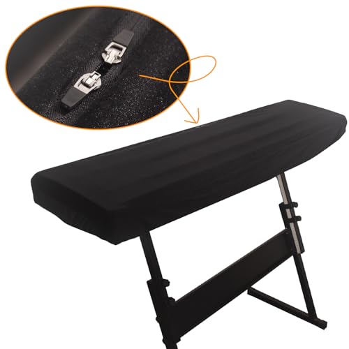 Premium Suede Digital Piano Keyboard Cover for 76-88 Keys - Dust Protection with Elastic Drawstrings & Dual Music Stand Zippers - Play Without Removing - Minimalist Pure Black
