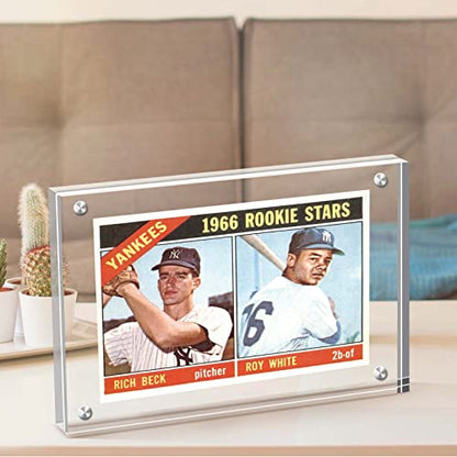 Acrylic Card Frame, Magnetic Trading Card Display Frames Desktop Display - 2 Sets Clear