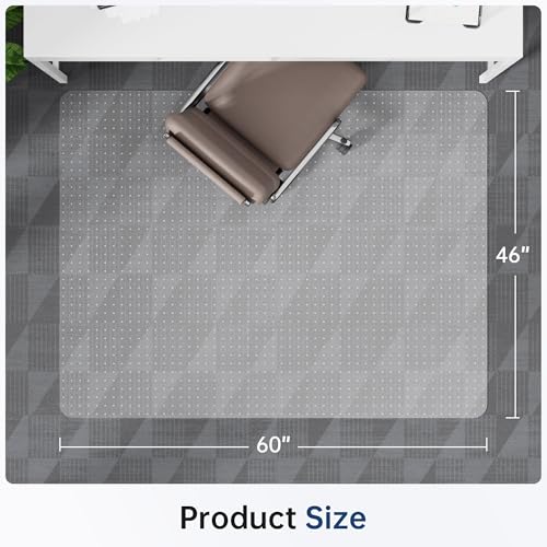 Office Chair Mat for Carpet, 46" x 60" Clear Computer Desk Chair Mat for Carpeted Floors, Easy Glide Plastic Floor Mats with Studs for Rolling Chair in Office Home - color: Flat-pile Carpets, size: 46'' x 60'' Rectangle