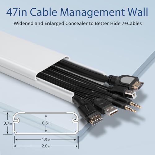 47in(3 x L15.7in) TV Cord Hider, YCLYC Cord Hider for Wall Mount TV, Large Cable Hider, Paintable Wire Covers for Cords, Cable Management Cord Organizer, Wire Hiders for TV on Wall W2 x H0.7in, Beige - color: Beige, size: X-Large-47in