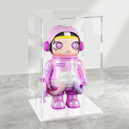 LANSCOERY Acrylic Display Case, 8x8x12 in, Upgraded Thickened UV-Resistant Showcase, 98% Clarity Dustproof Box with Glossy White Base for Action Figures, LEGO & Models, Includes Scraper & LED Light - color: White, size: 8x8x12inch; 20x20x30cm