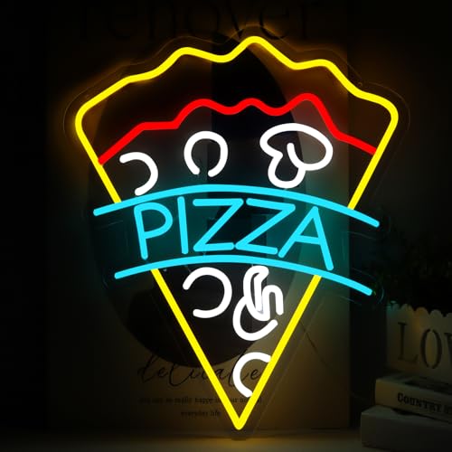 17.7"x21.1" Large Size Pizza Neon Signs for Business，Neon Lights for Pizza Shop Led Business Signs Suitable for Fast Food shops Christmas Birthday Party Gift - style: Pizza