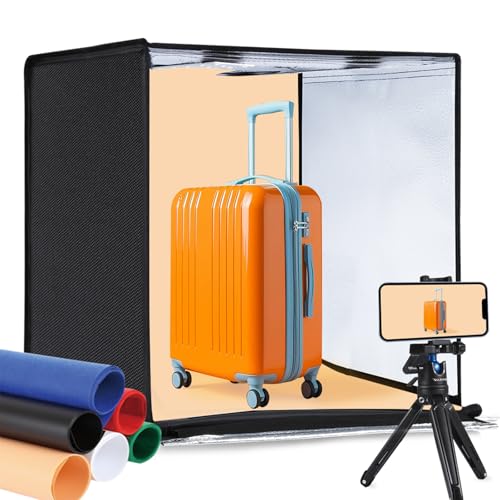 PULUZ Light Box 24x24in, Portable Photo Studio Light Box with 120 LED Lights ＆6 Color backdrops Professional Photography Lighting Tent Kit for Big Product Photography Lightbox - color: 23.6x23.6x23.6in