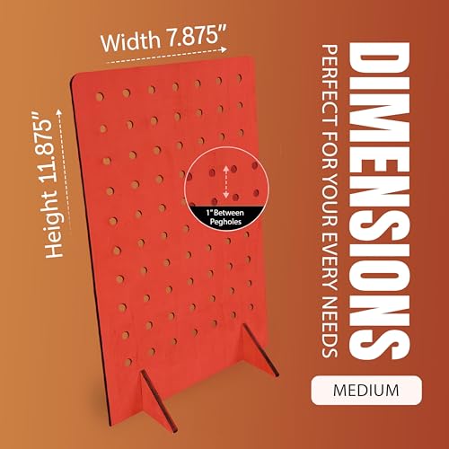 Torched Pegboard Display Stand for Jewelry, Craft Shows, Selling, Vendor Events, Tools, Peg Board Accessories Rack Organizer, Small 5.88" L x 4.3" W x 9.88" H, RED - color: Red, size: Small