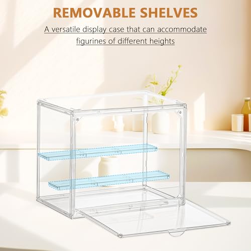 LXLXXL Small Acrylic Display Case for Collectibles 3 Layer Adjustable Display Case with Magnetic Door Clear Stackable Display Box for Mini Figures, 2 Pack - size: Small 2 Pack