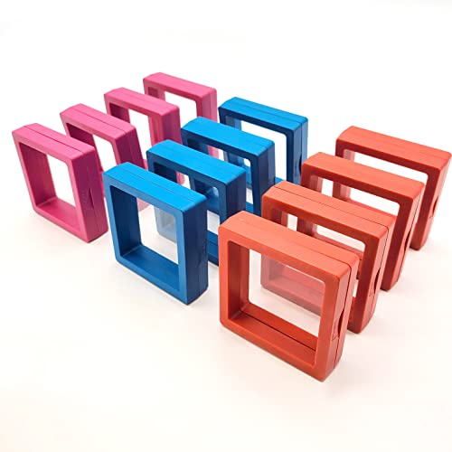 12PCS 3D Floating Frame Display Stand, Jewelry Box, Gift Box, Ornament Organizer, Small Travel Jewelry Box, PE Film Anti-Oxidation, Suspended Display Box Stackable (2.75 * 2.75，Type 3) - color: 2.75*2.75，Type 3