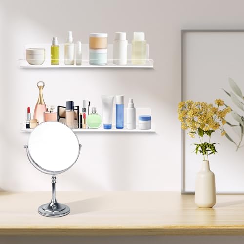 Dezzer 6 Pack Acrylic Shelves for Wall, 15" Clear Acrylic Floating Shelves for Bathroom Bedroom, Invisible Bookshelf Wall Ledge Storage Shelf Books Perfume Toys Action Figure Display Shelves - style: 15 inch 6-pack