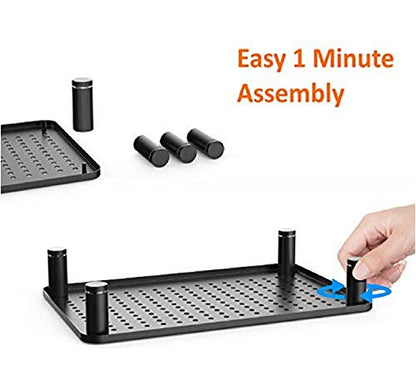 Husky Mounts 2-Pack Monitor Riser Laptop Stand, Adjustable Legs, Stackable, 14.5" x 9.25" x 3.25" Max Height, Matte Black Steel-Black. - size: 2-Pack