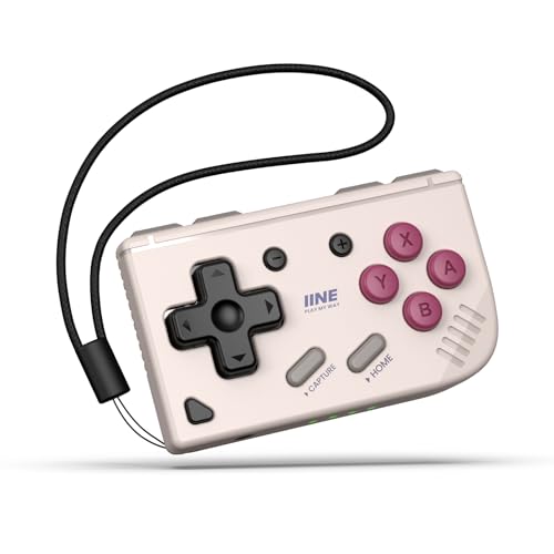 IINE Mini Retro Game Controller, Pocket-Size Wireless Mini Game Controller with Keychain Design, Portable Travel Controller for Mobile & PC Gaming (Grey) - color: Grey