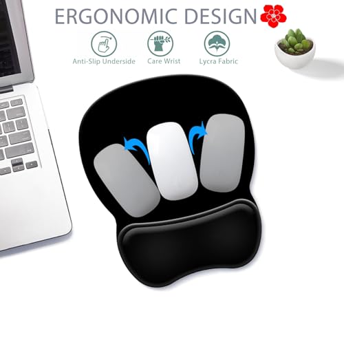 Ergonomic Mouse Pad with Wrist Rest, Comfortable Gel Concave Mouse Pad with Non-Slip Base, Pain Relief Mouse Pads with Smooth Wrist Support for Gaming, Office, Home (Black) - color: Black
