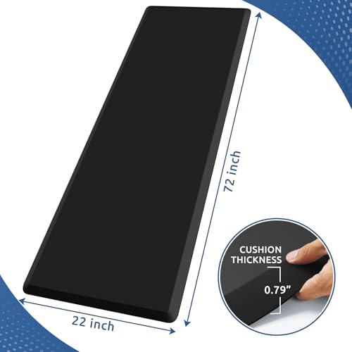 KitchenClouds Kitchen Mat Cushioned Anti Fatigue Rug 22"x72" Water Resistant, Non Slip, Standing and Comfort Desk/Floor Mats for House Sink Office (Black,0.8inch) - color: Black, size: 72"L x 22"W x 0.8"Th