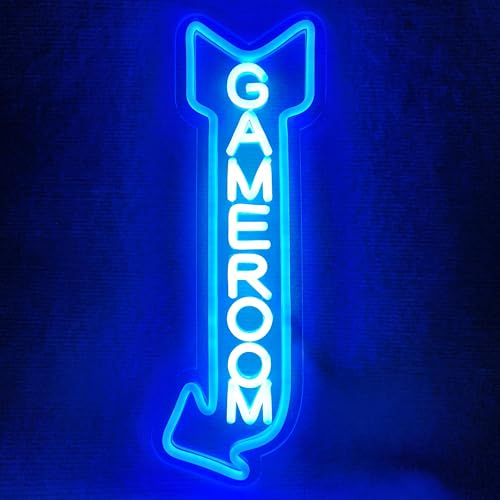Game Room Neon Sign,Gaming Neon Light with Arrow for Teen Boy Bedroom Home Bar Gaming Club,Man cave,Gaming Room Wall Decor Gifts (game left blue) - color: game left blue