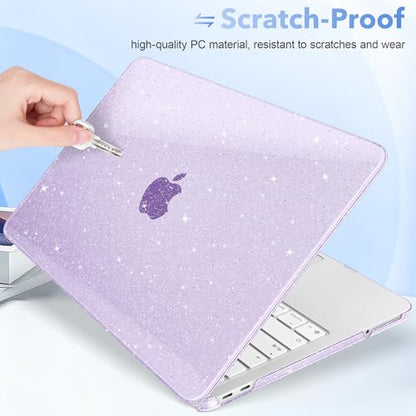 May Chen Compatible with MacBook Neo 13 inch Case 2026 Model A3404, Plastic Hard Shell,Keyboard Cover,Screen Protector,Dust Plug, for MacBook Neo 13" with A18 Pro Chip, Glitter Purple - color: Glitter Purple