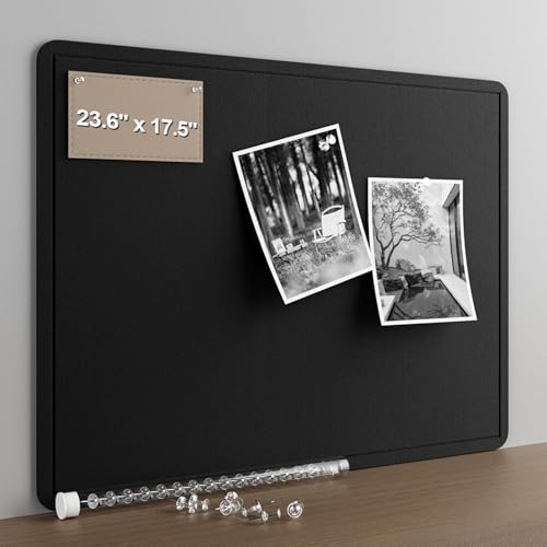 Felt Bulletin Board for Wall 24" x 18" Unfolded Size, Small Frameless Felt Pin Board, Soft Cork Board Alternative for Office, Home Planning, Notes, Photos & Wall Decor, Foldable Shipping, Easy Install - color: Black, size: 18" x 24"