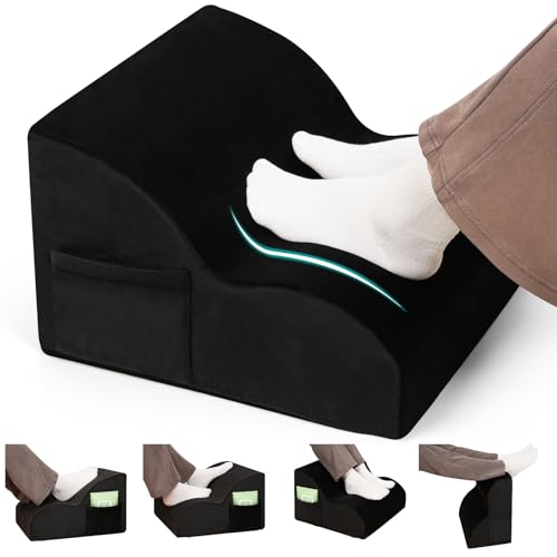 Echaprey Foot Rest for Under Desk at Work,Adjustable Under Desk Footrest Multifunctional 3-Tier Foot Stool with Non-Slip Base and Washable Cover Ergonomic Foot Stool for Office,Home,Car,Travel (Black) - color: Black