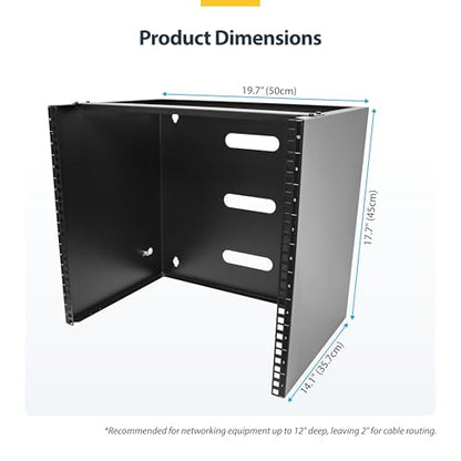 StarTech 10U 19in Wall-Mount Network Rack, 14in, 77lb (RACK-10U-14-BRACKET) - size: 10U