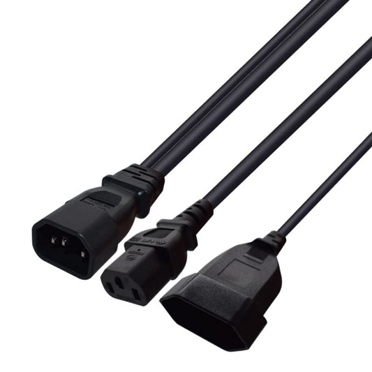 IEC 320 C14 to C13 & EU Europe CEE 7/16 2-Pin Female Socket Short Adapter Power Cord for UPS PDU Europe UPS/PDU Power Cord 0.32M/1FT (C14 to C13+EU) - color: C14 to C13+EU