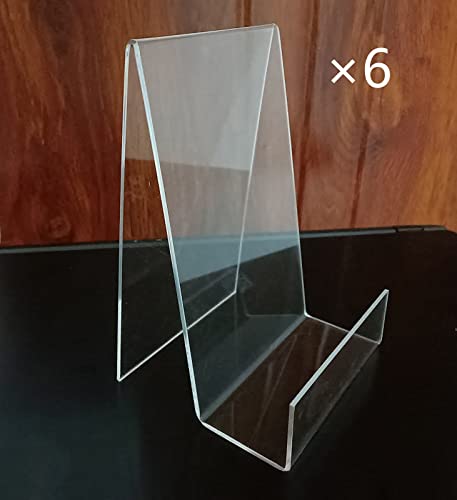 6'' x 4'' Acrylic Book Display Stand Clear Easel with Ledge Tablet Holder for Displaying Books, Pictures, Notebooks, CDs, Artworks, etc (Large) (6)