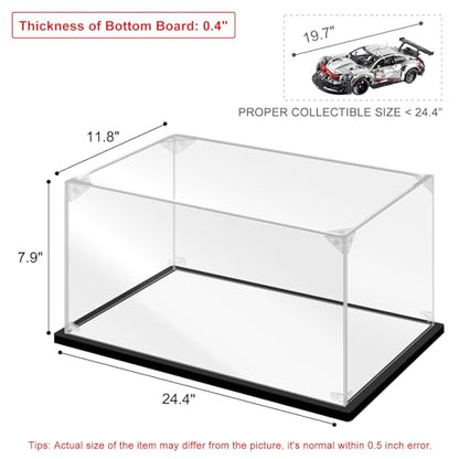 Acrylic Display Case for Collectibles Assemble Lego Model Car Display Cases for Lego Sets 42096 Clear Large Acrylic Box for Display Hobby Toys Action Figures(Black,24.4*11.8*7.9 inch) - size: 24.4*11.8*7.9 inch