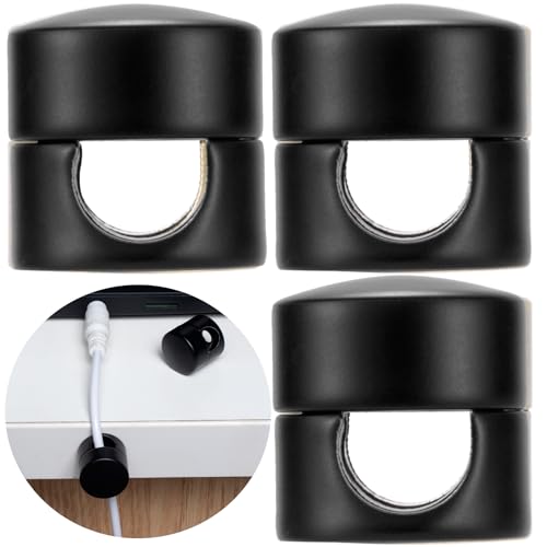SmallCat 3 Sets Charger Holders for Cords, Matte Black Color Adjustable Cable Anchor Holders, Adhesive Metal Cord Clips, Cable Management Wire Organizers for Desk, Office, Nightstand - color: Matte Black, 3sets, size: 3 Sets