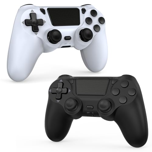 Wuthur 2 Pack Wireless Controller Compatible with PS4 / Pro/Slim (Black & White) - color: Black & White
